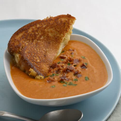 Gastronaut Bob Blumer’s Cream of Nostalgia Soup with Bacon & Grilled Cheese