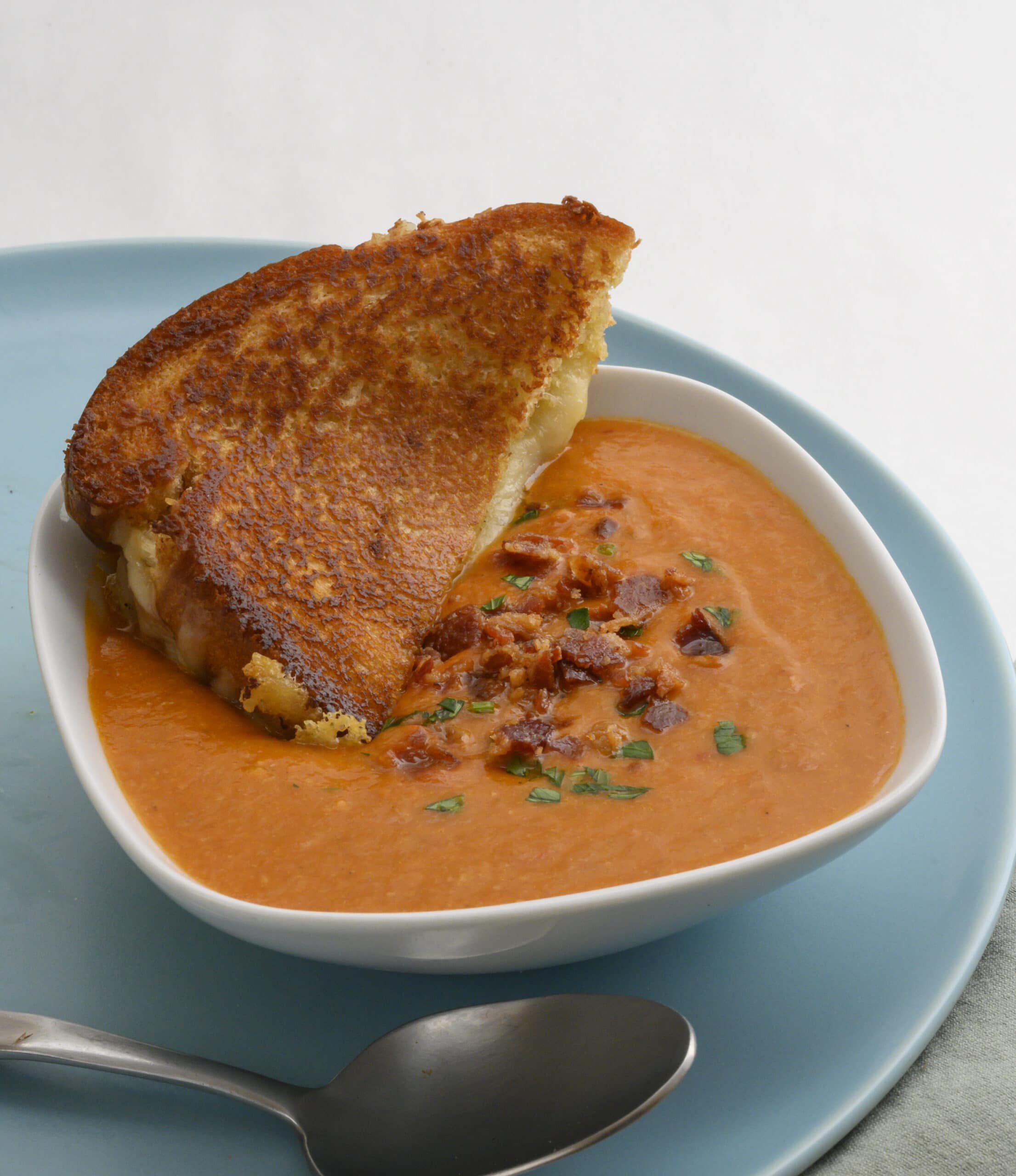 Gastronaut Bob Blumer’s Cream of Nostalgia Soup with Bacon & Grilled Cheese